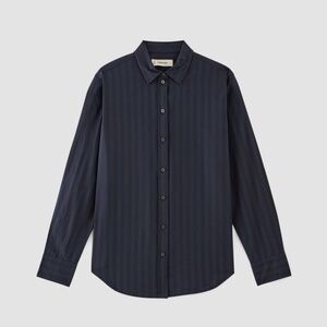 Everlane Must-Have Shirt in Silky Cotton in Navy/Black, Sz 6, Cotton/Silk/Twill